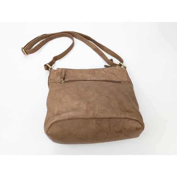 Great American Leatherworks Cute Brown Woven Crossbody Bag Genuine Leather Boho - Picture 3 of 6